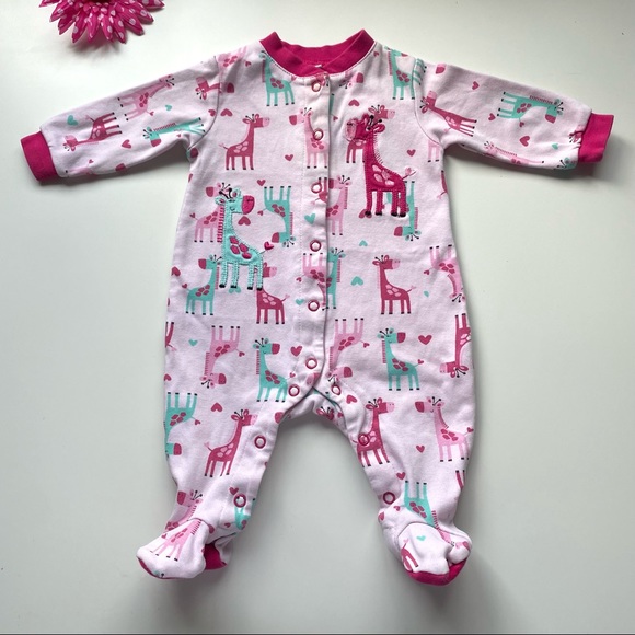 Two pack Pekkle Long Sleeve Sleeper Footie Onesie Pink White Green Blue Size 3m - Picture 5 of 8